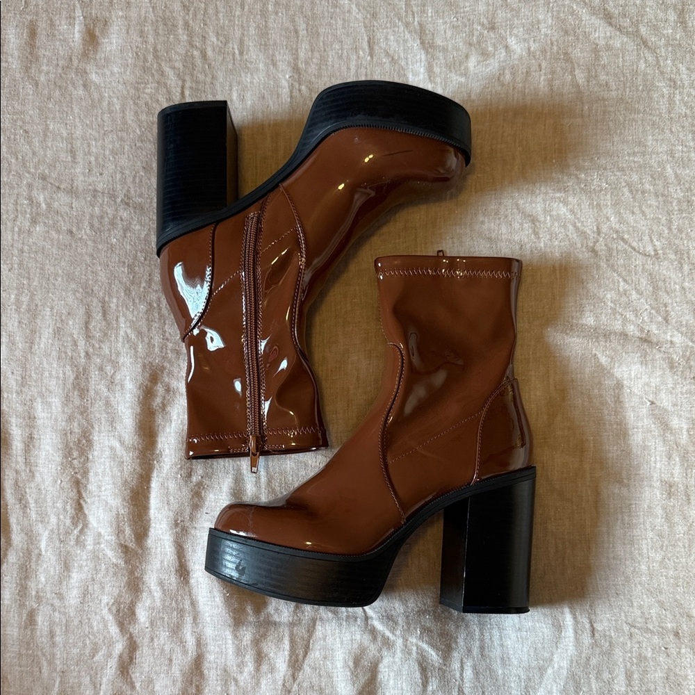Madden Girl Patent Brown Platform Boots